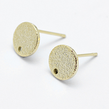 Honeyhandy Brass Stud Earring Findings, Long-Lasting Plated, Real 18K Gold Plated, Nickel Free, Flat Round, 8x1mm, Hole: 1mm, Pin: 0.8mm