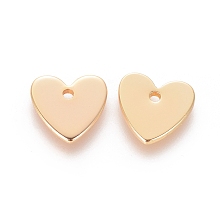 Honeyhandy Brass Charms, Long-Lasting Plated, Real 18K Gold Plated, Nickel Free, Heart, 8x8x1mm, Hole: 1mm