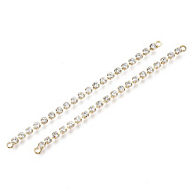 Honeyhandy Brass Micro Cubic Zirconia Chain Links Connectors, Nickel Free, Real 18K Gold Plated, Cubic Zirconia Cup Chain, Clear, 67x2x2mm, Hole: 1.2mm