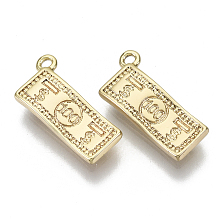 Honeyhandy Brass Charms, Nickel Free, 100 Dollar Banknotes, Golden, 15x7x2mm, Hole: 1.2mm