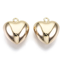 Honeyhandy Brass Pendants, Nickel Free, Heart, Real 18K Gold Plated, 20x18x10mm, Hole: 2mm