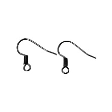 Honeyhandy Brass Earring Hooks, with Horizontal Loop, Nickel Free, Gunmetal, 17mm, Hole: 1.5mm, Pin: 0.7mm