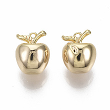 Honeyhandy Brass Charms, Nickel Free, Imitation Apple, Real 18K Gold Plated, 10x8x7.5mm, Hole: 0.8mm