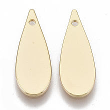 Honeyhandy Brass Pendants, Nickel Free, Teardrop, Real 18K Gold Plated, 19x7x1mm, Hole: 1mm