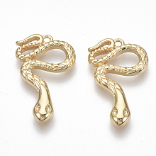 Honeyhandy Brass Pendants, Snake, Nickel Free, Real 18K Gold Plated, 20.5x12.5x1.5mm, Hole: 1.2mm