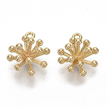 Honeyhandy Brass Charms, Flower, Nickel Free, Real 18K Gold Plated, 11x9.5x5mm, Hole: 0.9mm