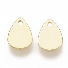 Honeyhandy Brass Charms, Blank Stamping Tag, Nickel Free, Real 18K Gold Plated, Teardrop, 7x5x0.6mm, Hole: 0.9mm