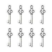 Honeyhandy Tibetan Style Alloy Pendants, Lead Free, Cadmium Free and Nickel Free, Antique Silver, Skeleton Key, 7mm wide, 21.5mm long, hole: 1mm