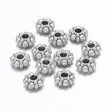 Honeyhandy Tibetan Style Spacer Beads, Lead Free & Nickel Free & Cadmium Free, Antique Silver, about 6mm in diameter, 3mm thick, hole: 1.5mm