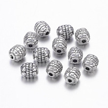 Honeyhandy Tibetan Style Spacer Beads, Lead Free & Cadmium Free & Nickel Free, Barrel, Antique Silver, about 6mm long, 5.5mm wide, hole: 1mm