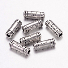 Honeyhandy Tibetan Style Alloy Tube Beads, Lead Free & Nickel Free & Cadmium Free, Antique Silver, about 3.5mm wide, 9.5mm long, hole: 2mm