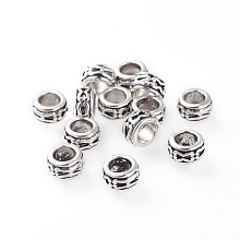 Honeyhandy Tibetan Style Alloy Beads, Lead Free & Cadmium Free & Nickel Free, Rondelle, Antique Silver, about 6mm in diameter, 3.5mm thick, hole: 3.5mm