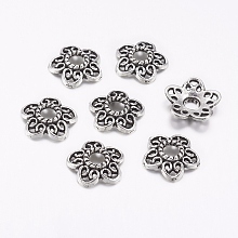 ARRICRAFT Tibetan Style Alloy Bead Caps, Antique Silver, Lead Free & Cadmium Free & Nickel Free, 10.7x11x2.5mm, Hole: 3mm