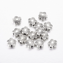 Honeyhandy Tibetan Style Alloy Beads, Lead Free & Nickel Free & Cadmium Free, Star, Antique Silver, about 7mm long, 7mm wide, 2.5mm thick, hole: 1.5mm