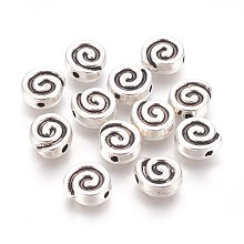 Honeyhandy Tibetan Style Alloy Beads, Antique Silver, Lead Free & Cadmium Free & Nickel Free, 9x8x3.5mm, Hole: 2mm