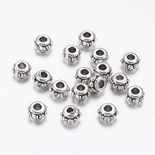 Honeyhandy Tibetan Style Spacer Beads, Lead Free, Cadmium Free and Nickel Free, Rondelle, Antique Silver, about 5mm in diameter, 3mm thick, hole: 2mm