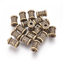 Honeyhandy Tibetan Style Beads, Zinc Alloy Beads, Lead Free & Nickel Free & Cadmium Free, Tube, Antique Bronze Color, 5mm in diameter, 7mm long, hole: 2mm