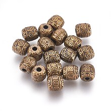 Honeyhandy Tibetan Style Beads, Zinc Alloy Beads, Lead Free & Nickel Free & Cadmium Free, Barrel, Antique Bronze Color, 6mm in diameter, 6mm long, hole: 1.6mm