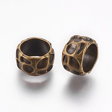 Honeyhandy Rondelle Tibetan Style Alloy Beads, Lead Free & Nickel Free & Cadmium Free, Large Hole Beads, Antique Bronze, 13x8mm, Hole: 10mm.