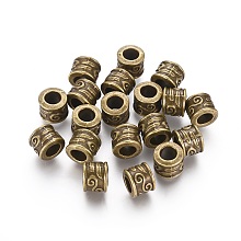 Honeyhandy Large Hole Beads, Alloy European Beads, Antique Bronze, Lead Free and Cadmium Free & Nickel Free, Column, Size: about 8.5mm in diameter, 7mm thick, hole: 5mm