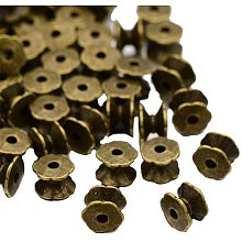 CHGCRAFT About 100pcs Tibetan Style Alloy Double Sided Bead Caps Antique Bronze Jewelry Beads for DIY Crafts Making Jewelry Accessory, Hole 2mm