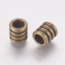 Honeyhandy Tibetan Style Alloy Beads, Grooved Beads, Column, Antique Bronze, Lead Free & Cadmium Free & Nickel Free, 9.5x9mm, Hole: 6mm