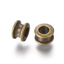 Honeyhandy Large Hole Beads, Tibetan Style European Beads, Lead Free & Cadmium Free & Nickel Free, Flat Round, Antique Bronze, 6.5mm in diameter, 4mm thick, hole: 3mm