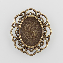 Honeyhandy Filigree Wrap Oval Alloy Cabochon Settings, Cadmium Free & Nickel Free & Lead Free, Antique Bronze, Tray: 18x13mm, 29.5x25.5x2mm