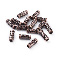 Honeyhandy Tibetan Style Beads, Zinc Alloy, Lead Free & Nickel Free & Cadmium Free, Tube, Red Copper Color, 13x5mm, Hole: 2.5mm