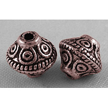 Honeyhandy Tibetan Style Spacer Beads, Lead Free & Cadmium Free & Nickel Free, Bicone, Red Copper, 5.4x6.3mm, Hole: 1mm