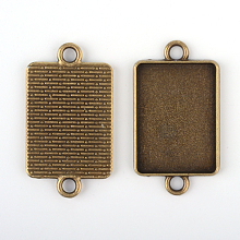 Honeyhandy Vintage Tibetan Style Alloy Connector Cabochon Bezel Settings, Cadmium Free & Nickel Free & Lead Free, Antique Bronze, Rectangle Tray: 18x25mm, 36x20x2mm, Hole: 3mm