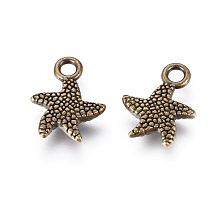 Honeyhandy Tibetan Style Alloy Pendants, Starfish/Sea Stars, Cadmium Free & Nickel Free & Lead Free, Antique Bronze, 16.5x12.5x2.5mm, Hole: 1.5mm