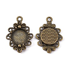 Honeyhandy Vintage Tibetan Style Alloy Flower Pendant Cabochon Bezel Settings, Cadmium Free & Nickel Free & Lead Free, Antique Bronze, Flat Round Tray: 12mm, 30x21x3mm, Hole: 2mm