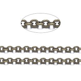 Honeyhandy Brass Cable Chains, Soldered, with Spool, Oval, Cadmium Free & Nickel Free & Lead Free, Long-Lasting Plated, Antique Bronze, 2x1.5x0.35mm, about 301.83 Feet(92m)/roll