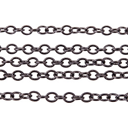 PandaHall Elite 5 Yard Nickel Free Color-Keeping Brass Cross Chains Size 2x1.5x0.5mm Gunmetal 16 Feet Jewelry Making Chain