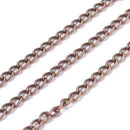 Honeyhandy Iron Twisted Chains Curb Chains, Unwelded, Red Copper, 5.5x3.5x1mm, about 164.04 Feet(50m)/roll