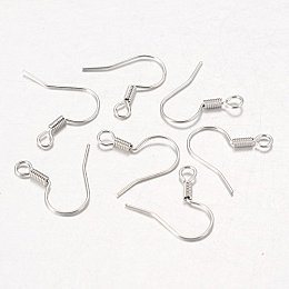 NBEADS 5000Pcs Iron Earring Hooks, Nickel Free, Platinum Color, 1.5cm long, hole: about 2.5mm