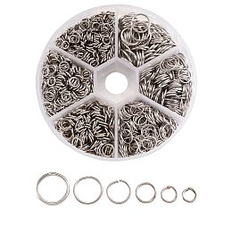 Honeyhandy 1600 pcs Iron Open Jump Rings, Metal Connectors for DIY Jewelry Crafting and Keychain Accessories, Nickel Free, Platinum, 18~21 Gauge, 4~10x0.7~1mm, Inner Diameter: 2.6~8mm, about 1600pcs/box