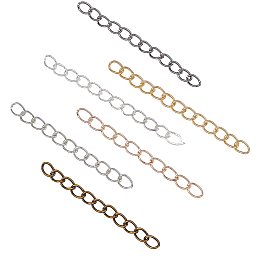 PandaHall Elite 600pcs 6 Color Necklace Extenders Necklace Bracelet Anklet Extension Chains for Jewelry Making, 1.9inches Long