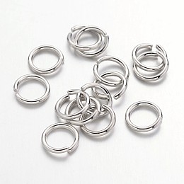 Honeyhandy Jump Rings, Open Jump Rings, Brass, Cadmium Free & Nickel Free & Lead Free, Platinum, 7x1mm, 18 Gauge, Inner Diameter: 5mm, about 4000pcs/500g