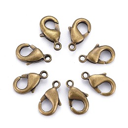 Honeyhandy Brass Lobster Claw Clasps, Parrot Trigger Clasps, Cadmium Free & Nickel Free & Lead Free, Antique Bronze, 10x5x3mm, Hole: 1mm