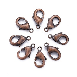 Honeyhandy Brass Lobster Claw Clasps, Parrot Trigger Clasps, Cadmium Free & Nickel Free & Lead Free, Red Copper, 10x5x3mm, Hole: 1mm