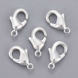 Honeyhandy Brass Lobster Claw Clasps, Parrot Trigger Clasps, Cadmium Free & Nickel Free & Lead Free, Silver, 10x5x3mm, Hole: 1mm