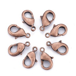 Honeyhandy Brass Lobster Claw Clasps, Parrot Trigger Clasps, Cadmium Free & Nickel Free & Lead Free, Red Copper, 12x7x3mm, Hole: 1mm