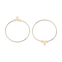 BENECREAT 30PCS  Gold Plated Round Beading Hoop Earring Finding Components with 2 Loops (40x36mm)