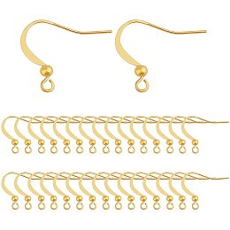 BENECREAT 50PCS 18K Gold Plated Earring Hooks Ear Wires, Fish Earring Hooks with Ball Dangle for DIY Jewelry Making Craft