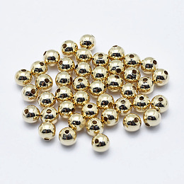 Honeyhandy Brass Beads, Long-Lasting Plated, Nickel Free, Round, Real 18K Gold Plated, 5mm, Hole: 1.2mm, about 390pcs/bag