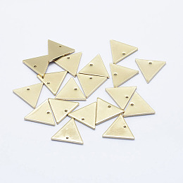 Honeyhandy Brass Charms, Long-Lasting Plated, Nickel Free, Triangle, Real 18K Gold Plated, 12x14x1mm, Hole: 1mm