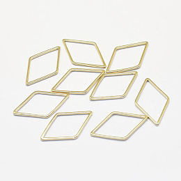 Honeyhandy Long-Lasting Plated Brass Linking Rings, Real 18K Gold Plated, Nickel Free, Rhombus, 23x13.5x1mm, Inner Diameter: 12x20mm