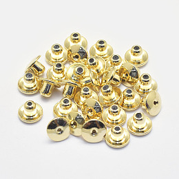 Honeyhandy Long-Lasting Plated Brass Ear Nuts, Bullet Bullet Clutch Earring Backs with Pad, for Droopy Ears, Real Gold Plated, Nickel Free, Real 18K Gold Plated, 5x7mm, Hole: 0.5mm